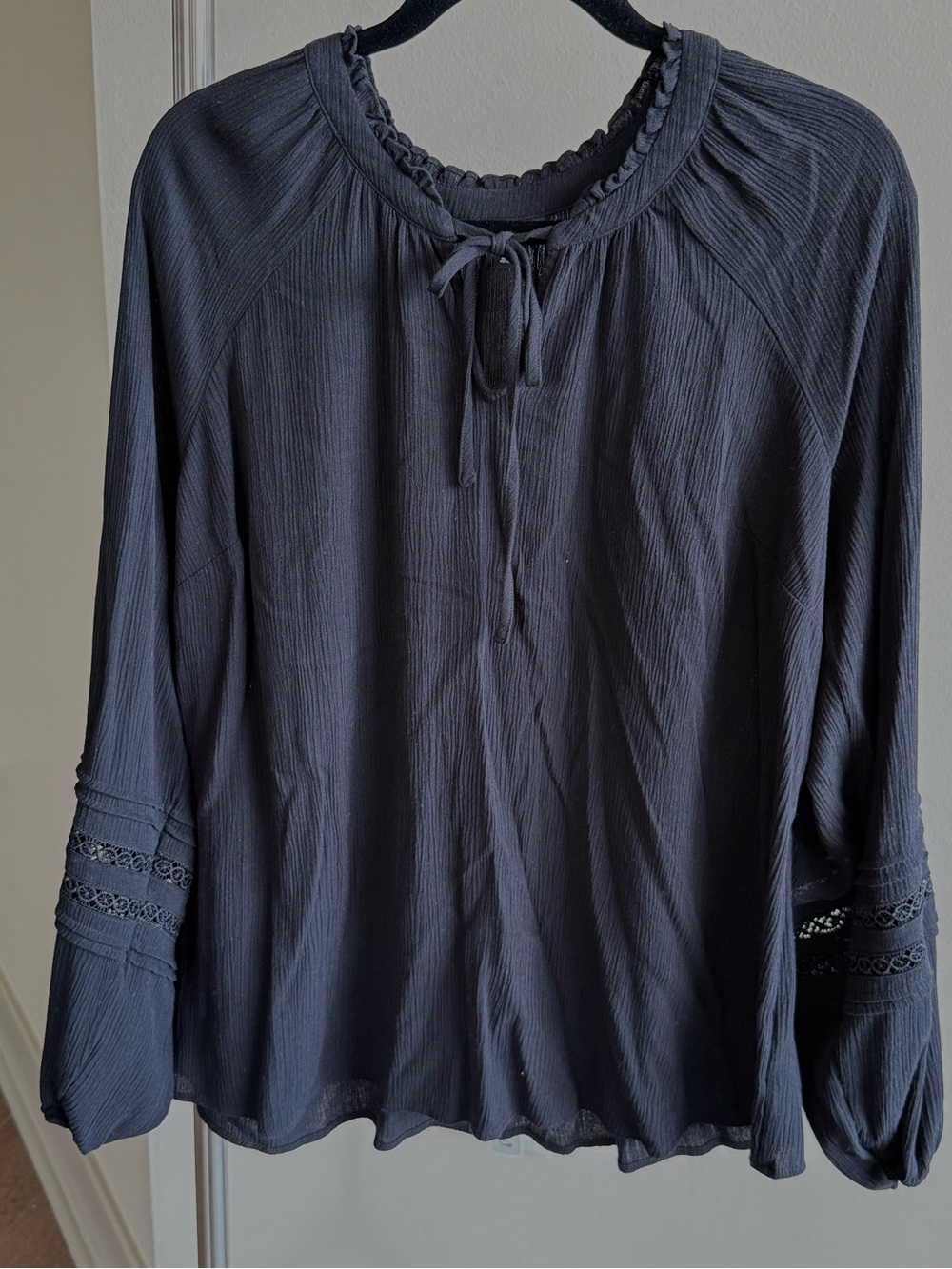 Torrid Black Long-Sleeve Peasant Blouse with Lace Cuffs